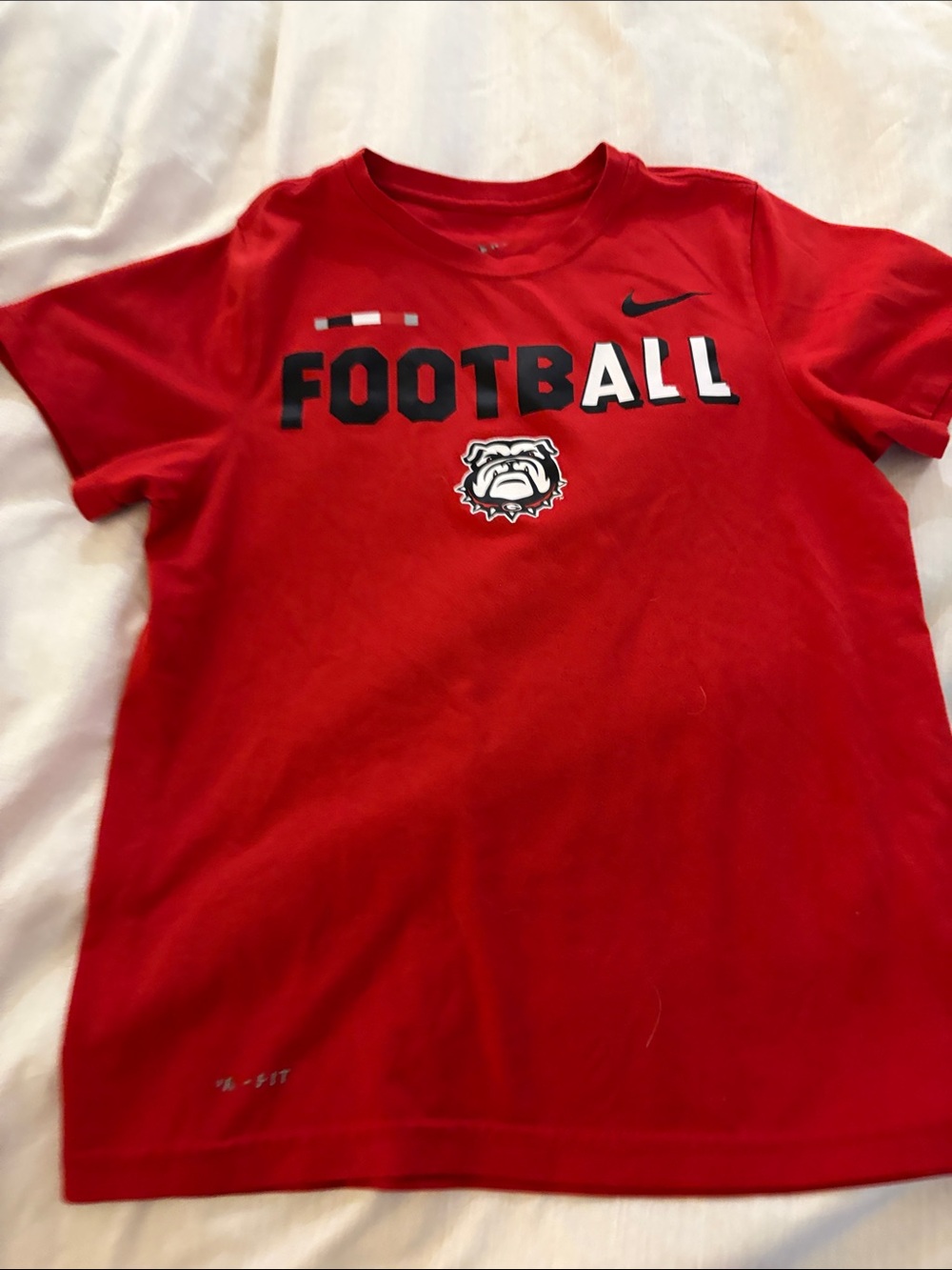 Nike Red Football Graphic Tee with UGA Bulldog Logo